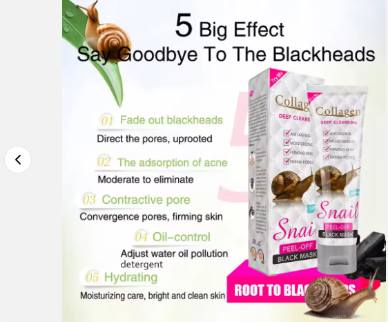 Collagen Peel-Off Black Mask with Snail Extract 120ml – Deep Cleansing & Hydrating for Radiant Skin