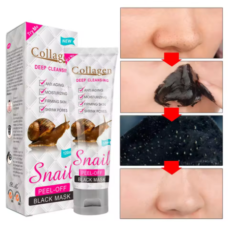 Collagen Peel-Off Black Mask with Snail Extract 120ml – Deep Cleansing & Hydrating for Radiant Skin