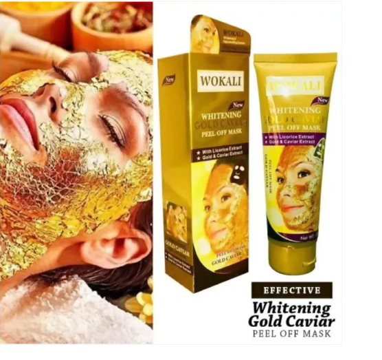 Wokali Whitening Gold Caviar Peel Off Mask 130g – Brightening & Deep Cleansing for All Skin Types